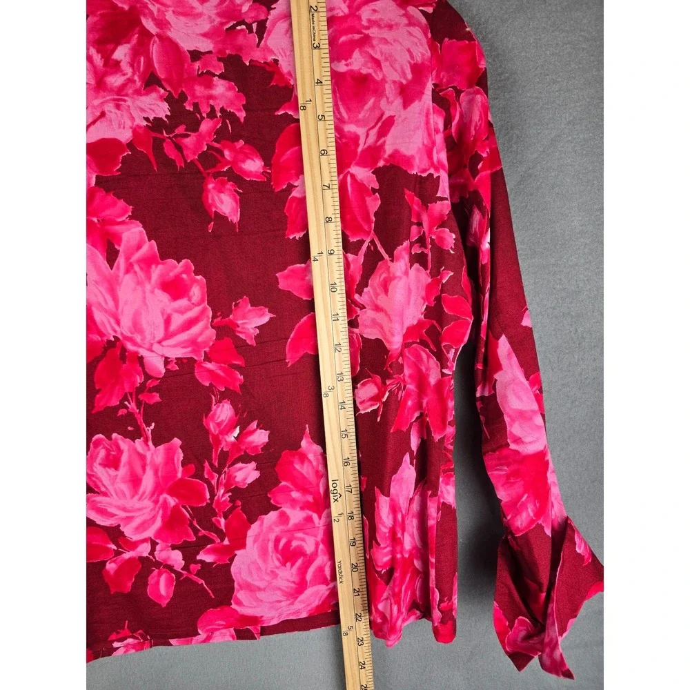 Agnes B. Paris Blouse Womens 44 L Pink Floral Button Up Made in France Romantic